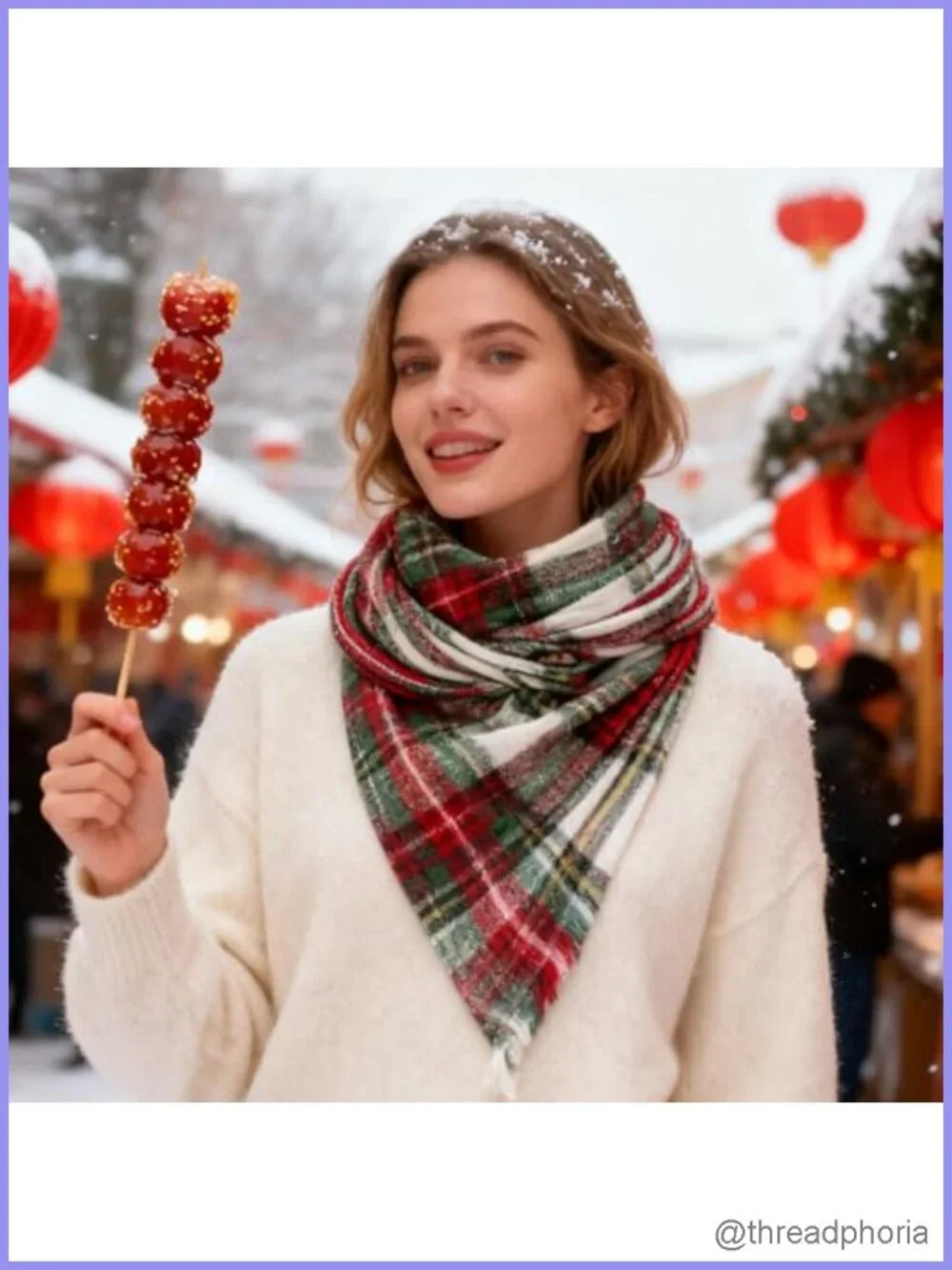 Oversized Plaid Tartan Scarf Shawl Wrap for Women Men, Soft Cashmere-Like
